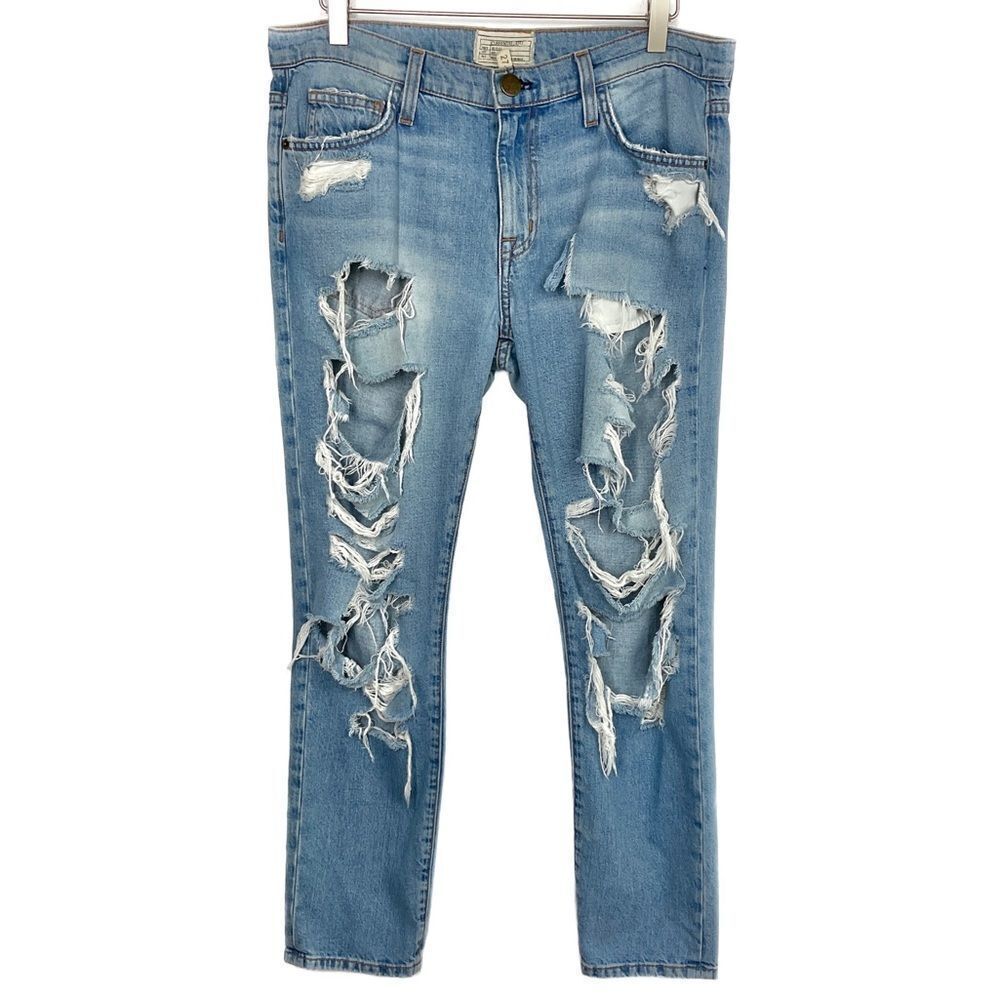 Current Elliott Blue The Fling Tattered Destroy Slim Denim Jeans 27